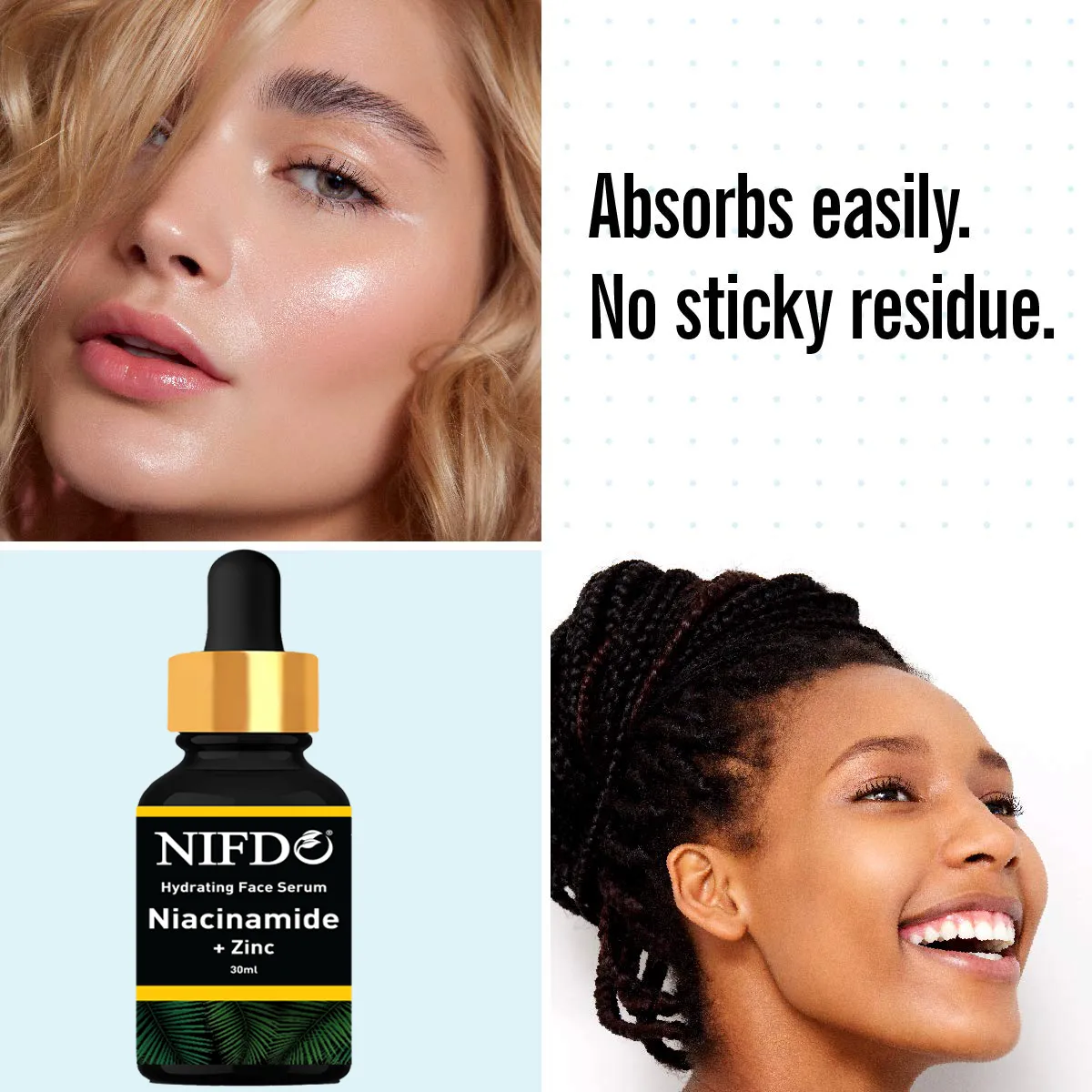 Nifdo Skin Brightening Serum with Niacinamide and Zinc, Hydrating Face Serum, anti acne serum