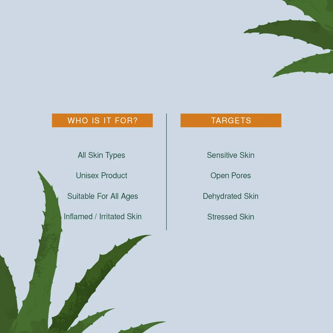 Organic Aloe Vera Toning Mist For Sun Damaged & Sensitive Skin - 110ml