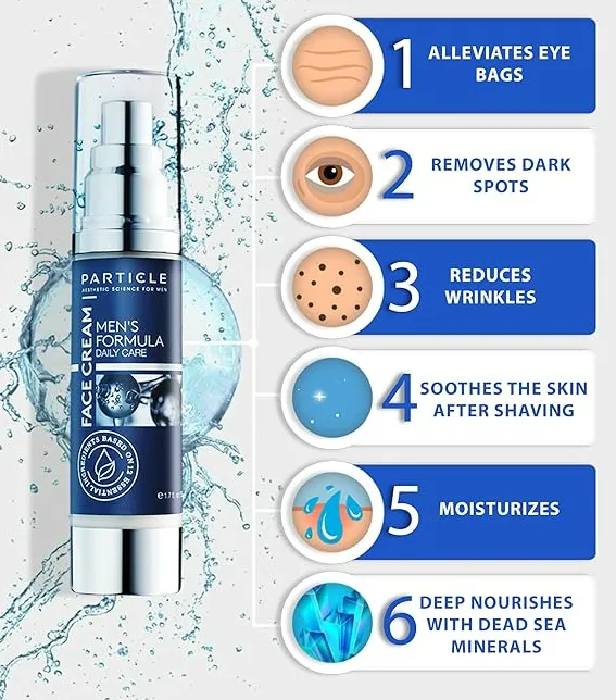 Particle Mens Face Cream - 6 in 1 Mens Face Moisturizer (1.7 Oz) - Eye Bags Treatment & Face Lotion for Men - Mens Anti Aging Cream - Wrinkle & Dark Spots Mens Face Cream, Pack of 1 (1.7 oz.)