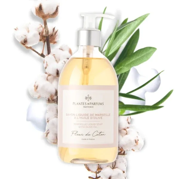 PLANTES & PARFUMS | Savon Liquide De Marseille - Cotton Flower Scented Liquid Soap (Fleur de Coton)