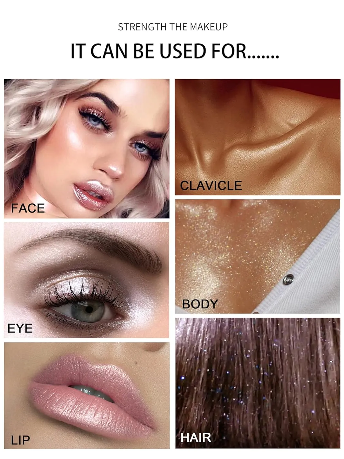 Polvo De Hadas Makeup Powder, Highlighter Powder Stick Body Shimmer Patting Powder Glitter High Gloss Sparkle Loose Brighten Face Body Lips Eyes Glow Cosmetic