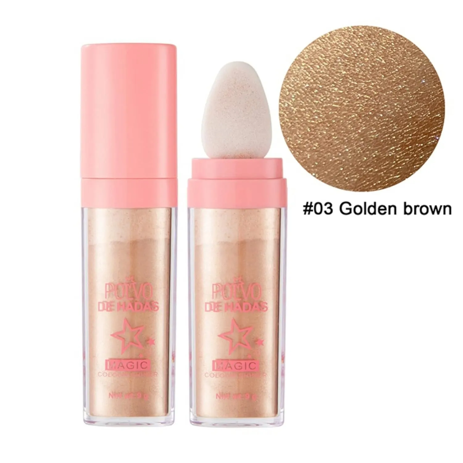 Polvo De Hadas Makeup Powder, Highlighter Powder Stick Body Shimmer Patting Powder Glitter High Gloss Sparkle Loose Brighten Face Body Lips Eyes Glow Cosmetic
