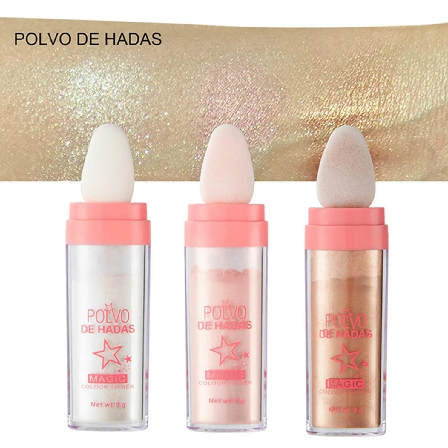 Polvo De Hadas Makeup Powder, Highlighter Powder Stick Body Shimmer Patting Powder Glitter High Gloss Sparkle Loose Brighten Face Body Lips Eyes Glow Cosmetic