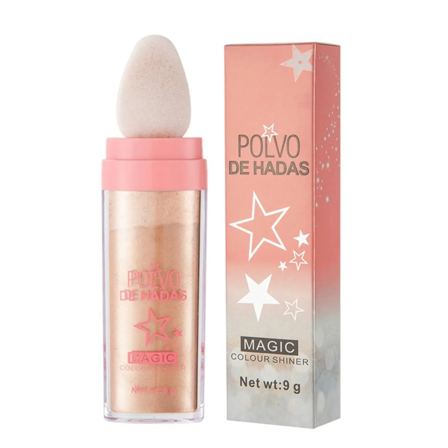 Polvo De Hadas Makeup Powder, Highlighter Powder Stick Body Shimmer Patting Powder Glitter High Gloss Sparkle Loose Brighten Face Body Lips Eyes Glow Cosmetic