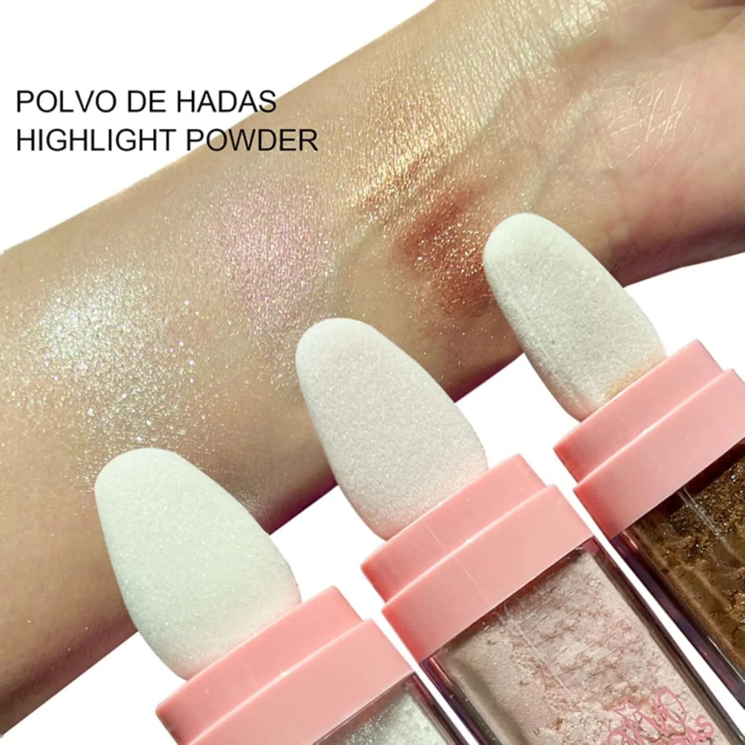 Polvo De Hadas Makeup Powder, Highlighter Powder Stick Body Shimmer Patting Powder Glitter High Gloss Sparkle Loose Brighten Face Body Lips Eyes Glow Cosmetic