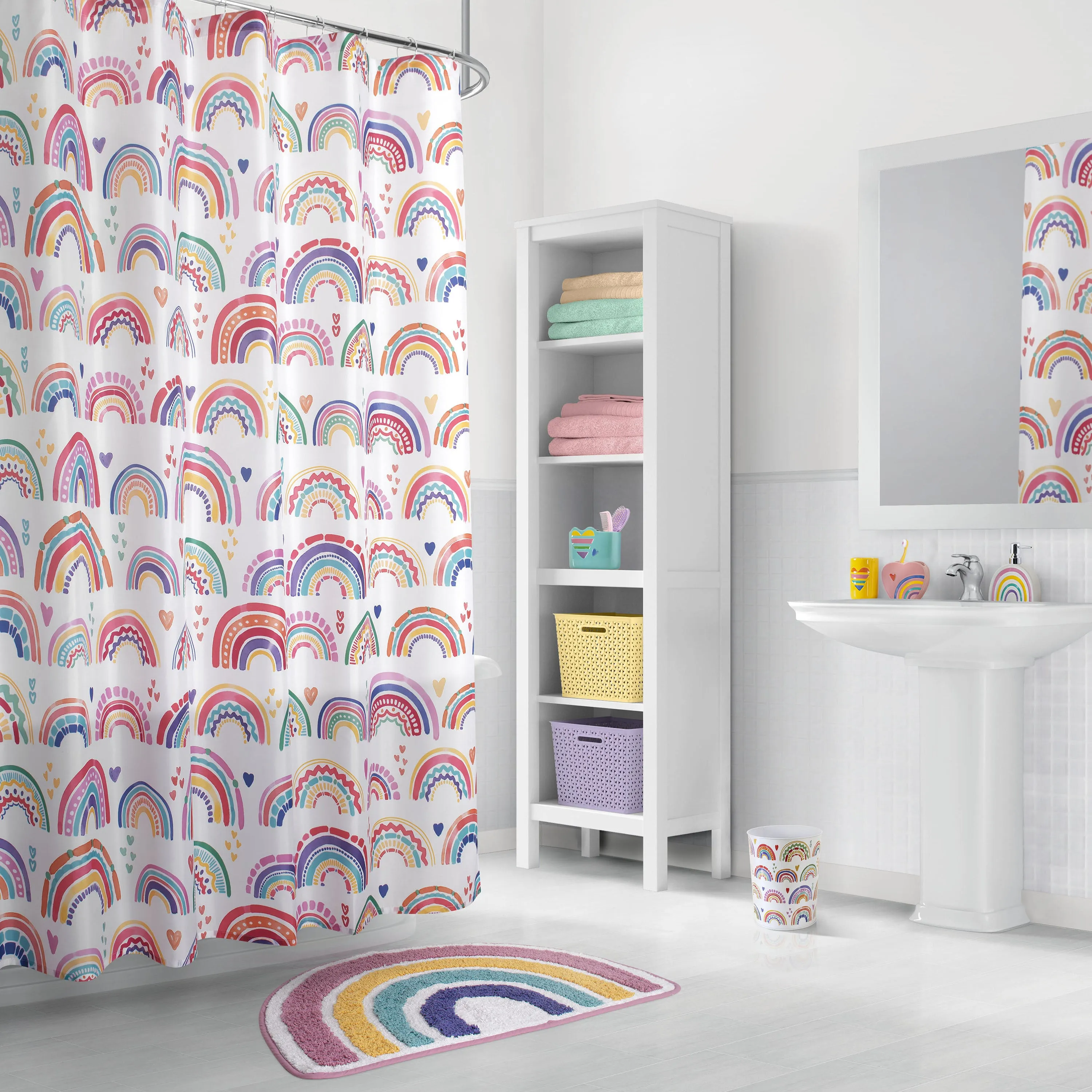 Rainbow Hearts 3-Piece Bathroom Accessory Set