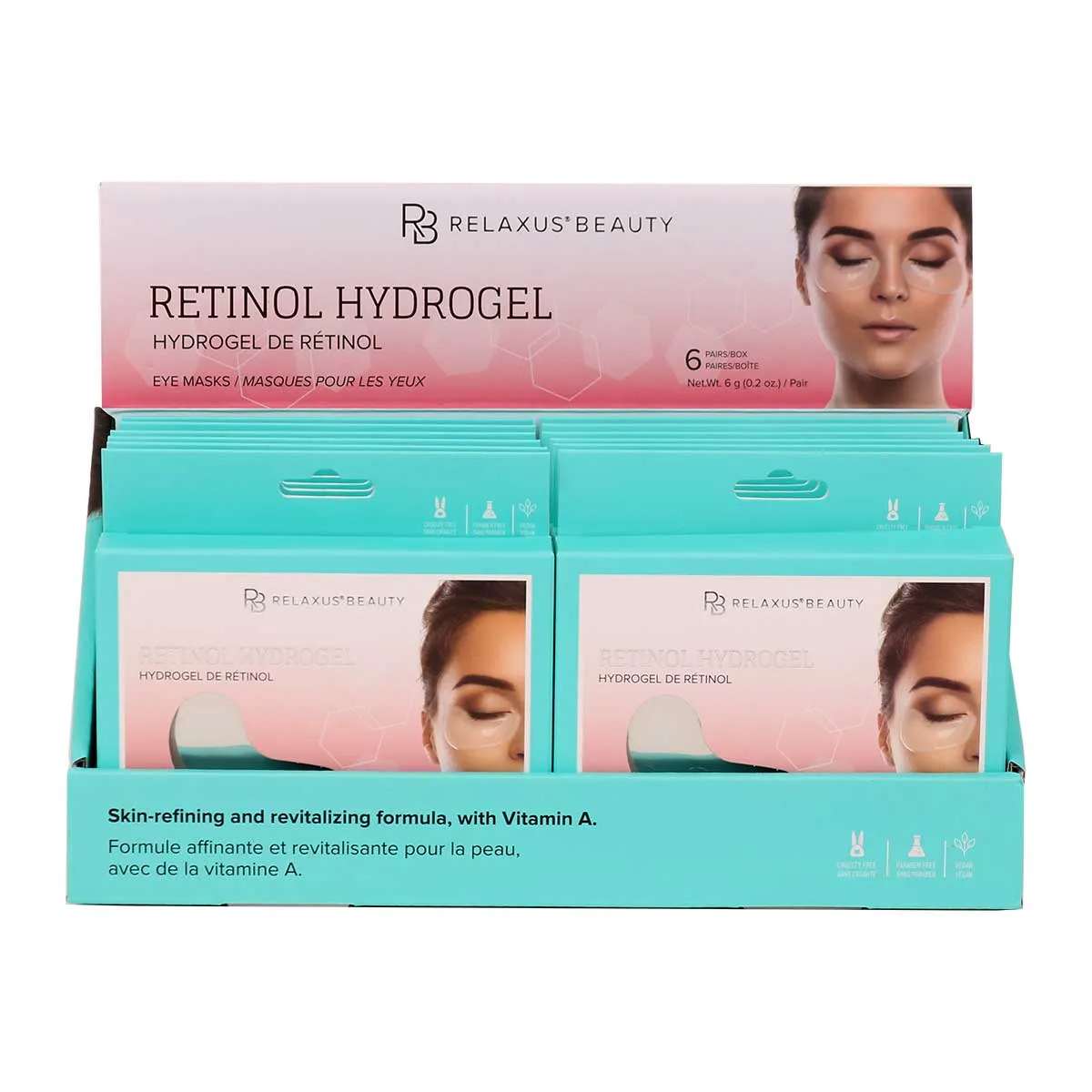 Retinol Hydrogel Eye Masks (6-Pack) - Displayer of 12
