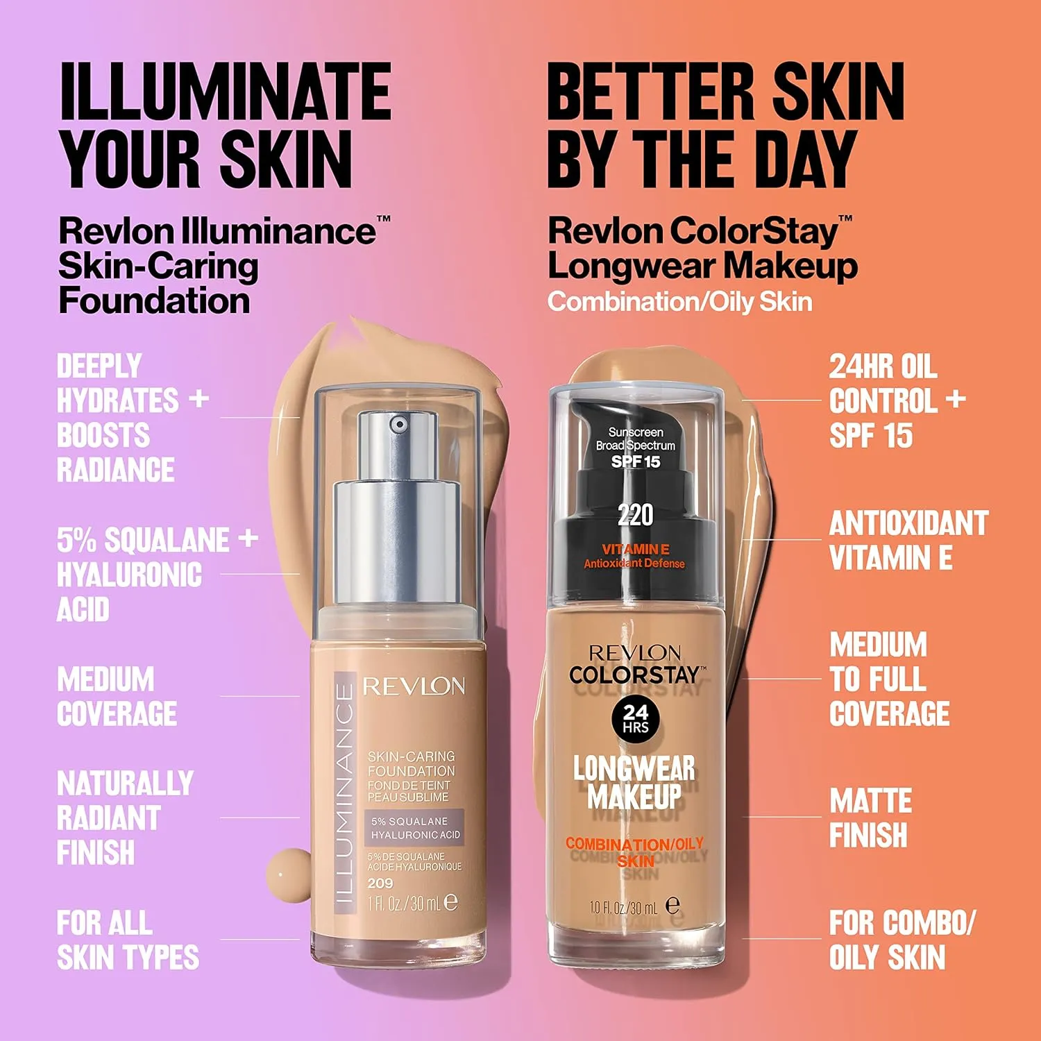Revlon Illuminance Skin-Caring Liquid Foundation, Hyaluronic Acid, Hydrating and Nourishing Formula with Medium Coverage, 513 Brown Suede, 1 fl oz
