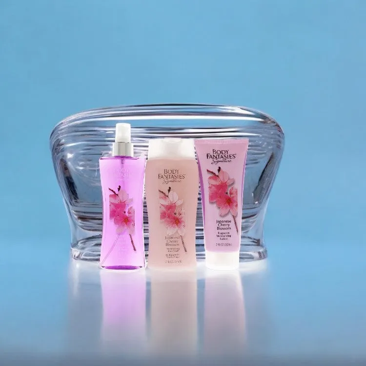 Signature Japanese Cherry Blossom Set by Body Fantasies for Women - 3 Pc 8oz Fragrance Body Spray, 12oz Moisturizing Body Wash, 7oz Fragrance Moisturizing Lotion