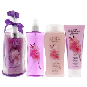 Signature Japanese Cherry Blossom Set by Body Fantasies for Women - 3 Pc 8oz Fragrance Body Spray, 12oz Moisturizing Body Wash, 7oz Fragrance Moisturizing Lotion