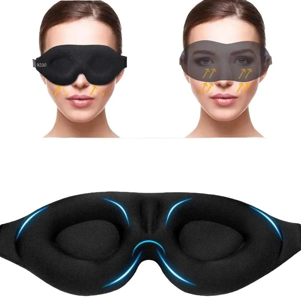 Sleeping Mask, 3D Contoured, Adjustable Strap, Soft Fabric, Blocks Light, Available in Black, Purple, Pink. Perfect for Restful Sleep.