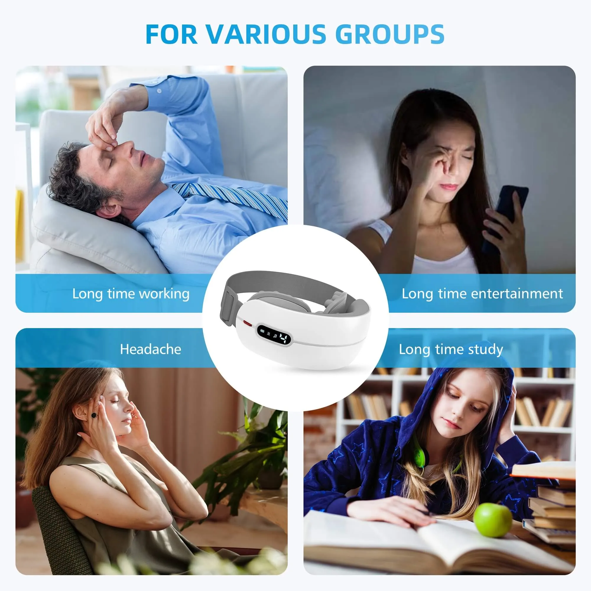 Smart Acupoint Eye Massager With Bluetooth Music | Comfier Massager