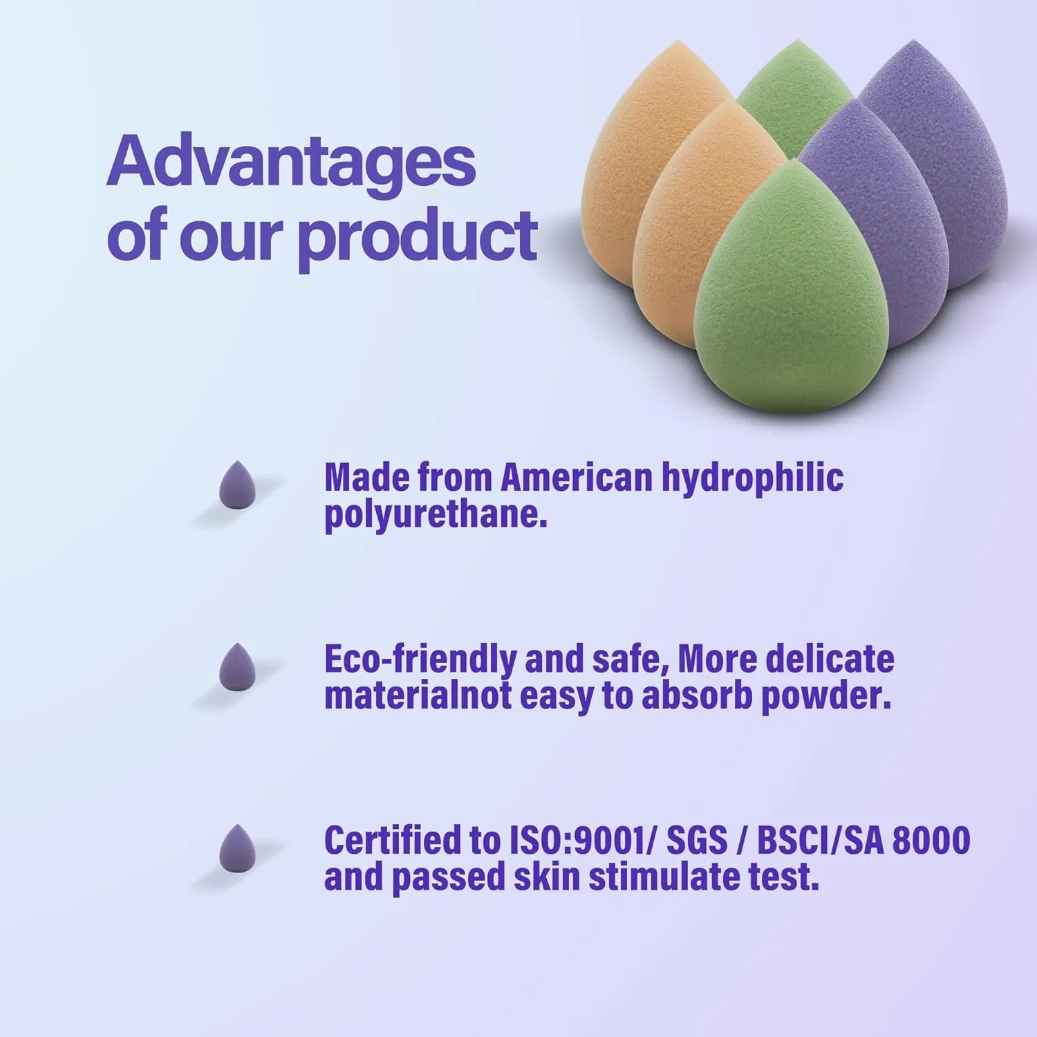 Snowflakes Mini Beauty Makeup Sponge Blender for Detailed Application Around the Eyes and Other Areas, 6 pcs, Latex Free, Small Makeup Sponges Under Eyes
