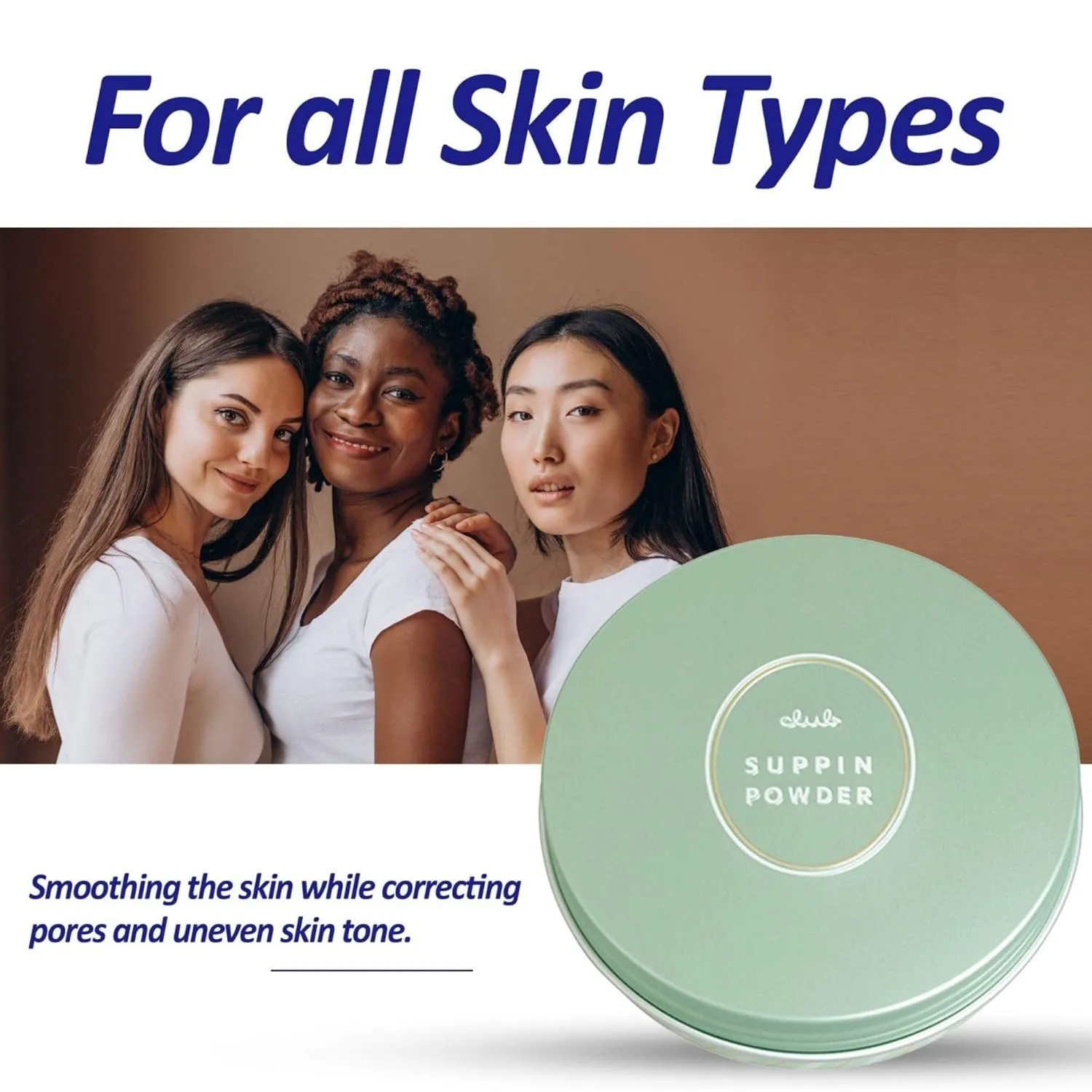 Suppin Setting Powder & Hydrating BB Cream, Pressed Powder with Skin-Smoothing Amino Acid 0.87 Fl Oz, Lightweight Makeup Foundation Moisturizer Cream 1.06 Oz, White Floral Bouquet