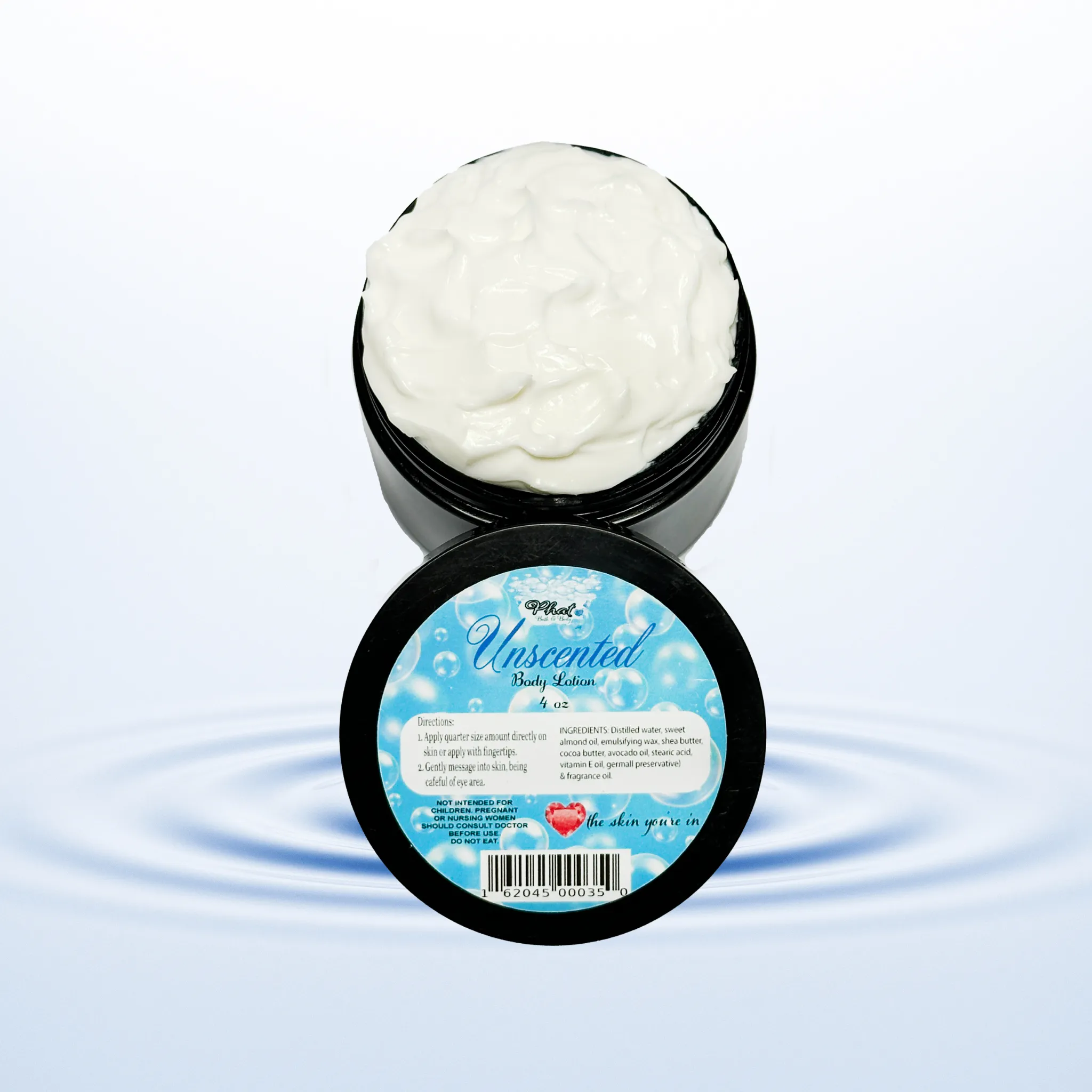 Unscented Organic Moisturizing Fragrance Free Body Lotion Shea Cocoa Butter 4 oz