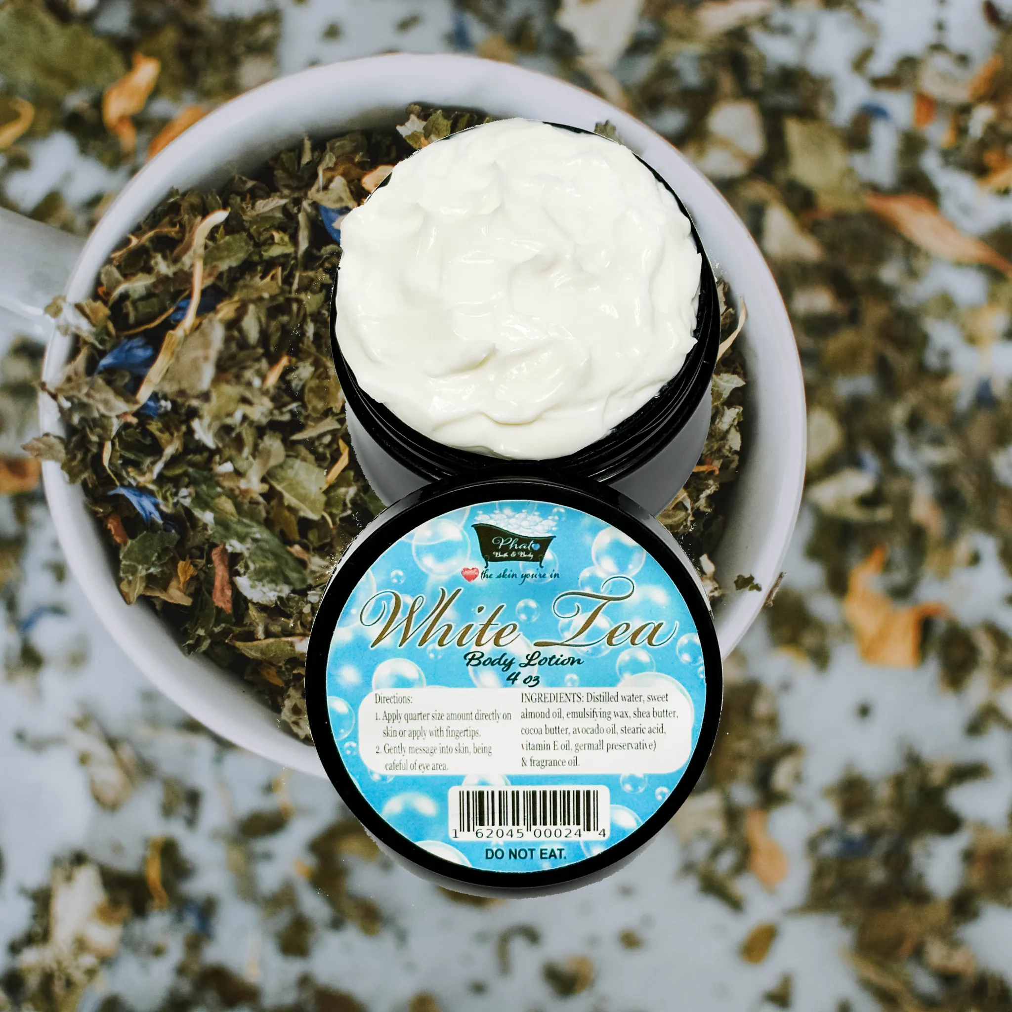 White Tea Organic Moisturizing Body Lotion Shea Cocoa Butter 4 oz