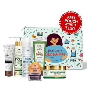 Winter Combo (Hand & Foot cream, Avocado body lotion, Hydro boosting toner-serum, Herbal lip balm, Green tea face wash, face moisturizing gel cream   Get a FREE Pouch)