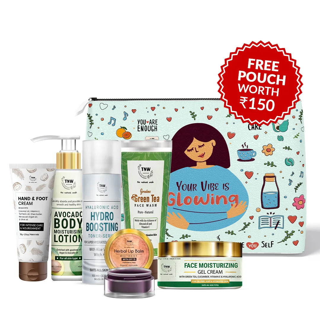 Winter Combo (Hand & Foot cream, Avocado body lotion, Hydro boosting toner-serum, Herbal lip balm, Green tea face wash, face moisturizing gel cream   Get a FREE Pouch)